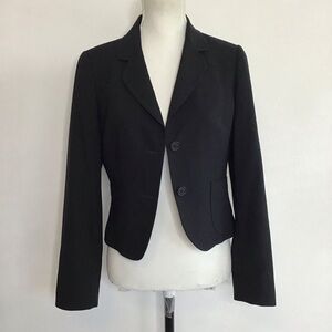 Ted Baker Women Classic Black Collar Long Sleeve Cropped Career Blazer 2/US XS
